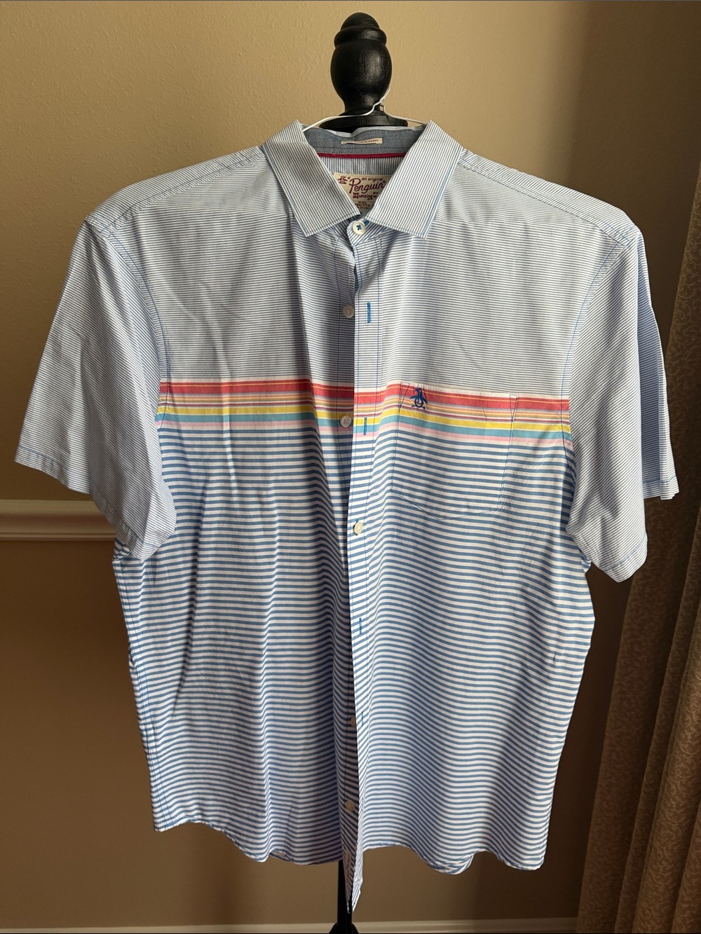 Original Men’s Penguin Light Blue Striped Short-Sleeve XXL
